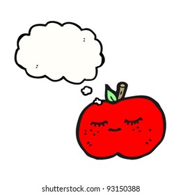 manzana linda con la caricatura de la burbuja del pensamiento