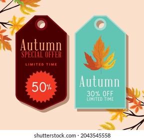 pretty autumn sale tags representation