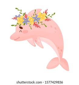 Pretty Baby Dolphin Vector Illustration Cartoon Character