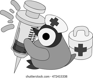 The pretty baby penguin which did a figure of a doctor