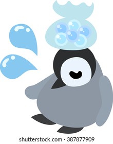 The pretty baby penguin which has become sick