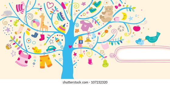 Pretty background with baby elements and space for some text.