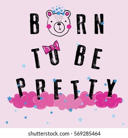 pretty bear illustration vector for print