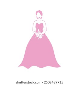 Linda beleza mulher de casamento menina menina vestido de noiva ícone ilustração Design Vetor