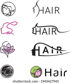 Pretty Beauty Woman Girl Lady Female Face Hair Salon Spa Cosmetic Logo Design Vector Illustration