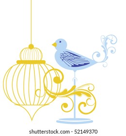 "Pretty Bird" on a stand - items in antique store or flea market