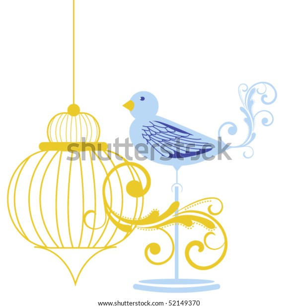 Pretty Bird On Stand Items Antique Stock Vector Royalty Free 52149370