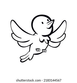 Pretty bird semi flat color vector character. Flying animal. Small sparrow. Full sized pet on white. Wild fauna simple cartoon style illustration for web graphic design and animation