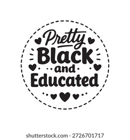 Texto bonito negro y educado en un círculo con corazones y línea discontinua