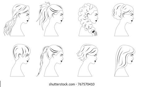 Pretty blonde girl face set vector