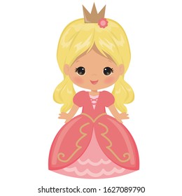 Pretty blonde princess vector cartoon illustration