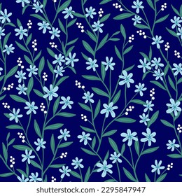 pretty blue floral seamless pattern for fabric, textile, wrapping paper, wallpaper