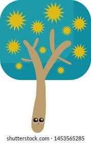 Pretty blue tree, illustration, vector on white background.