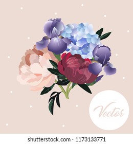 Pretty bouquet of peonies. Vector illustration