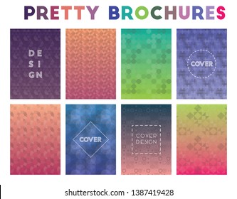 Pretty brochures featuring adorable geometric patterns and vibrant vector illustrations.