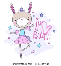 pretty bunny ballerina vector illustration