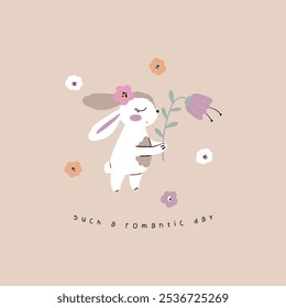 pretty bunny head drawing as vector for kids fashion tee print