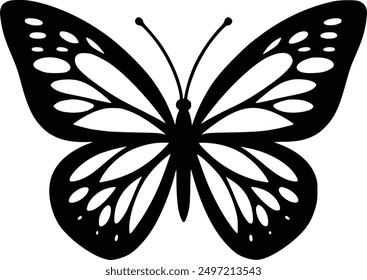 Pretty butterfly silhouette outline vector graphic