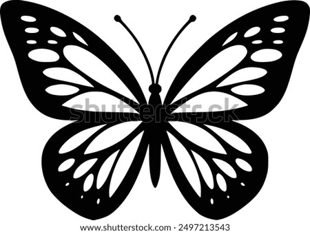 Pretty butterfly silhouette outline vector graphic