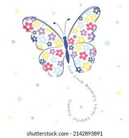 pretty butterfly vector illustration with flowers