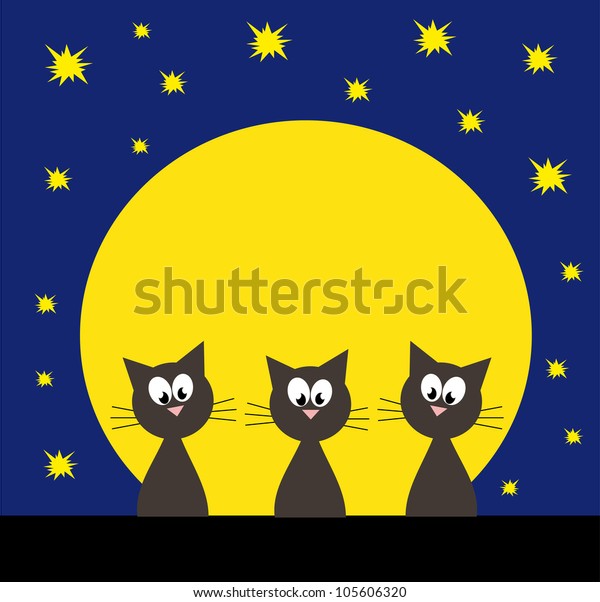 pretty card with cat in the moon night.\
vector illustration