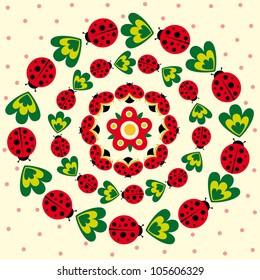 pretty card with ladybug. vector illustration