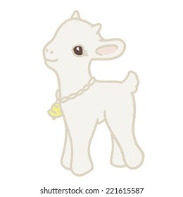 Pretty card with little goat. Vector illustration.