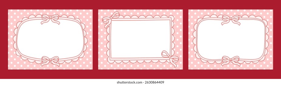Pretty cards with frames with bow and space for text. Vintage horizontal frames cards.