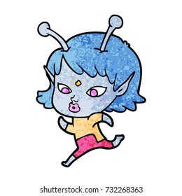 pretty cartoon alien girl running