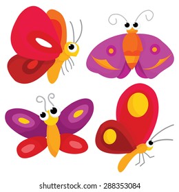 Pretty cartoon butterflies stock vector illustration.