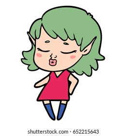 pretty cartoon elf girl