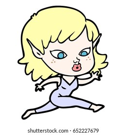 pretty cartoon elf girl running