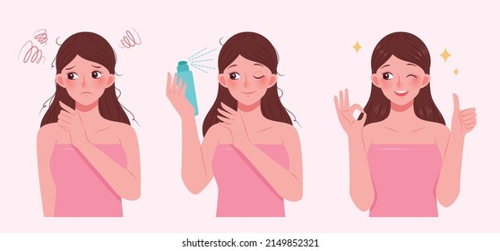 pretty cartoon girl with frizzy hair on pink background