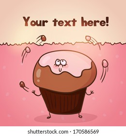 Pretty cartoon jungling cupcake