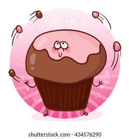 Pretty cartoon jungling cupcake