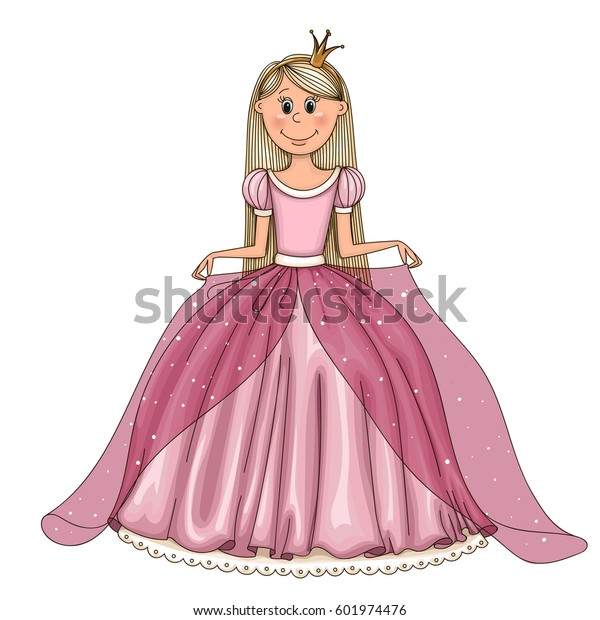 Pretty Cartoon Princess Long Hair Ball Stock Vector (Royalty Free