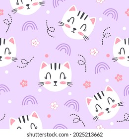 Pretty cat with flower pattern illustration design