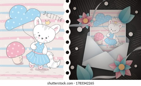 Pretty cat idea for greeting card.