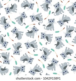 Pretty cat pattern,
I made the illustration of a pretty kitten,
I continue seamlessly,
