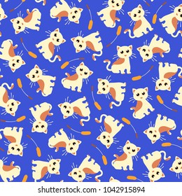 Pretty cat pattern,
I made the illustration of a pretty kitten,
I continue seamlessly,
