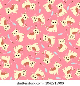 Pretty cat pattern,
I made the illustration of a pretty kitten,
I continue seamlessly,
