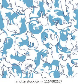 Pretty cat pattern,
I made the illustration of a pretty kitten,
I continue seamlessly,
