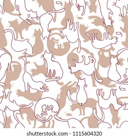 Pretty cat pattern,
I made the illustration of a pretty kitten,
I continue seamlessly,
