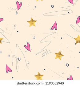 Pretty childish pattern with golden stars.