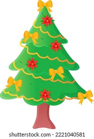 pretty christmas tree decorated balls and garlands