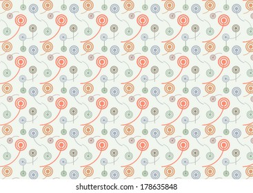 Pretty circle flower pattern on pastel color and curve line