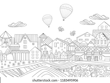 Pretty cityscape for your coloring book