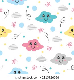 Pretty cloud cartoon illustration patterns
