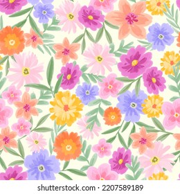 pretty colorful floral seamless pattern