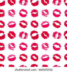 Pretty colorful seamless pattern made of seductive lips.